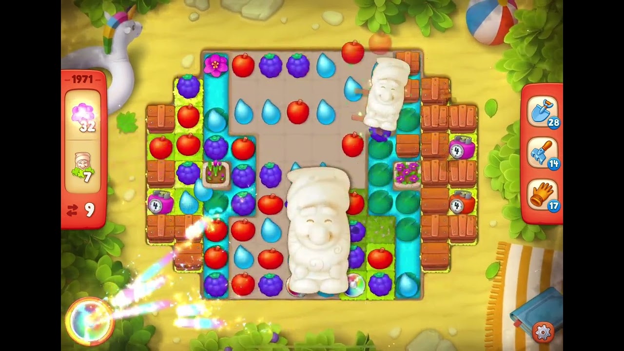 GardenScapes Level 1971 no boosters (14 moves)