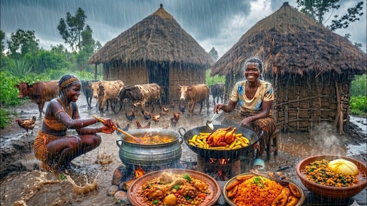 Heavy Rainy Day 🌧 In Our African Traditional Homestead & Cooking Most Appetizing Meal For Breakfast 