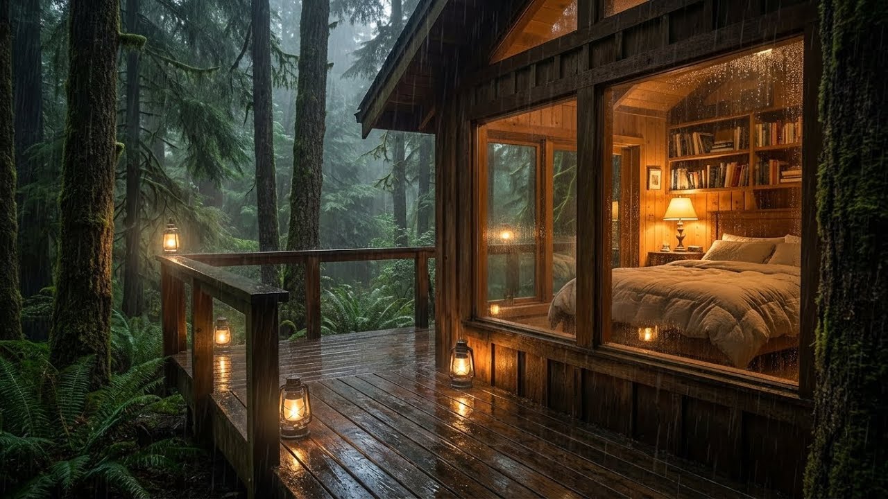 Magical Rest: Rain Sounds on Wooden Cabin Deck - Calm Your Thoughts and Sleep Instantly ⛈️