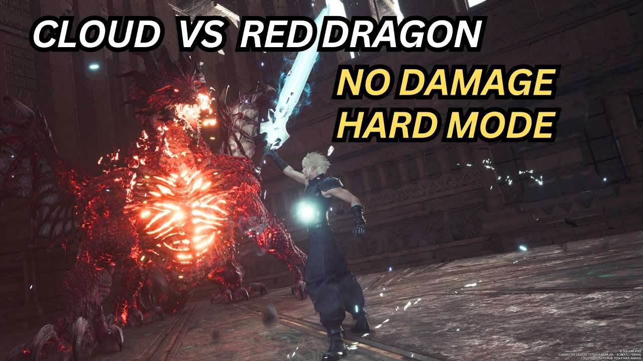 FFVII Rebirth Cloud Solo Vs Red Dragon (No Damage, Hard Mode)