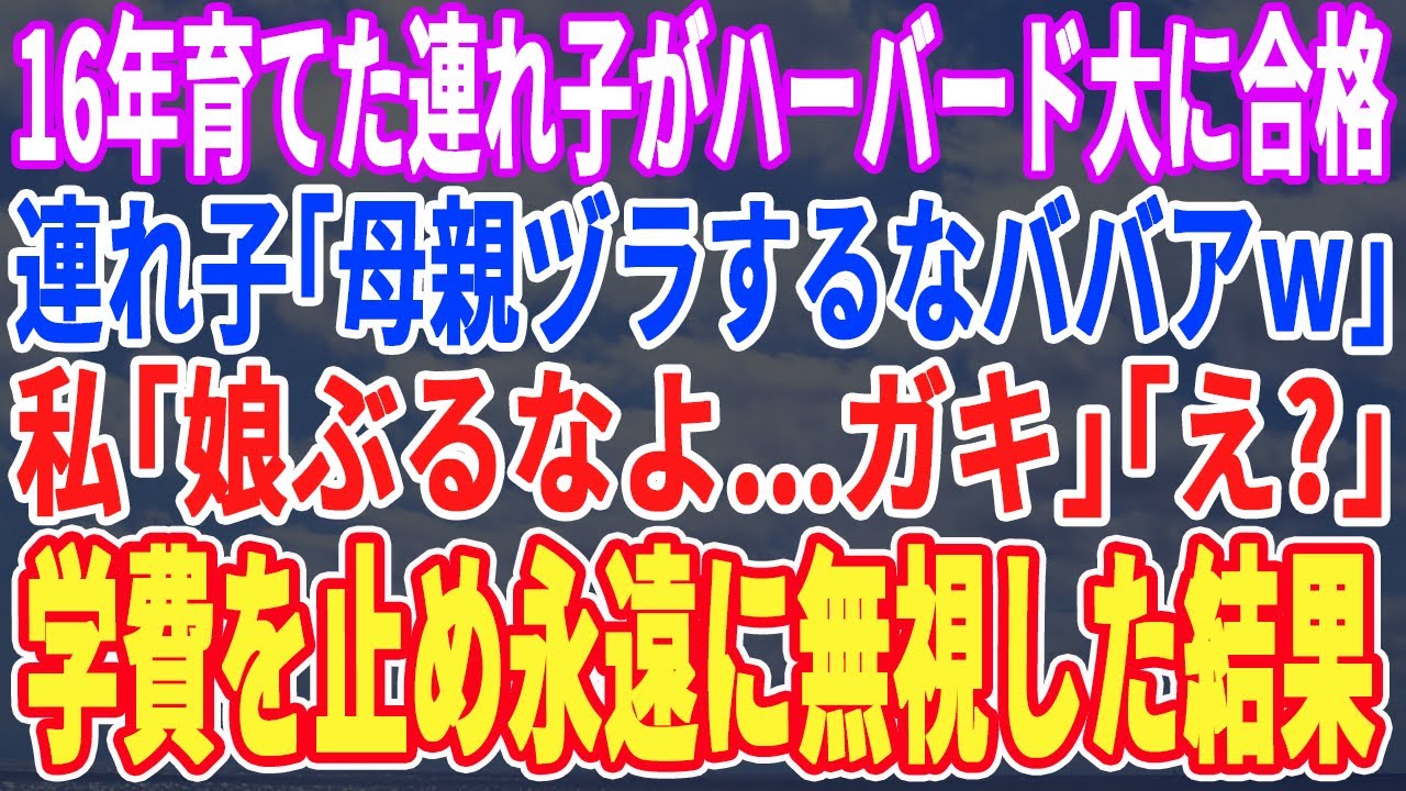 【スカッとする話】16年育てた連れ子がハーバード大に合格すると「母親面すんなババアw」夫「ATMだから我慢してくれw」私（クソ夫とクソガキに世間の厳しさ教えてやるw）→学費の支払い止め電話を永遠に無視