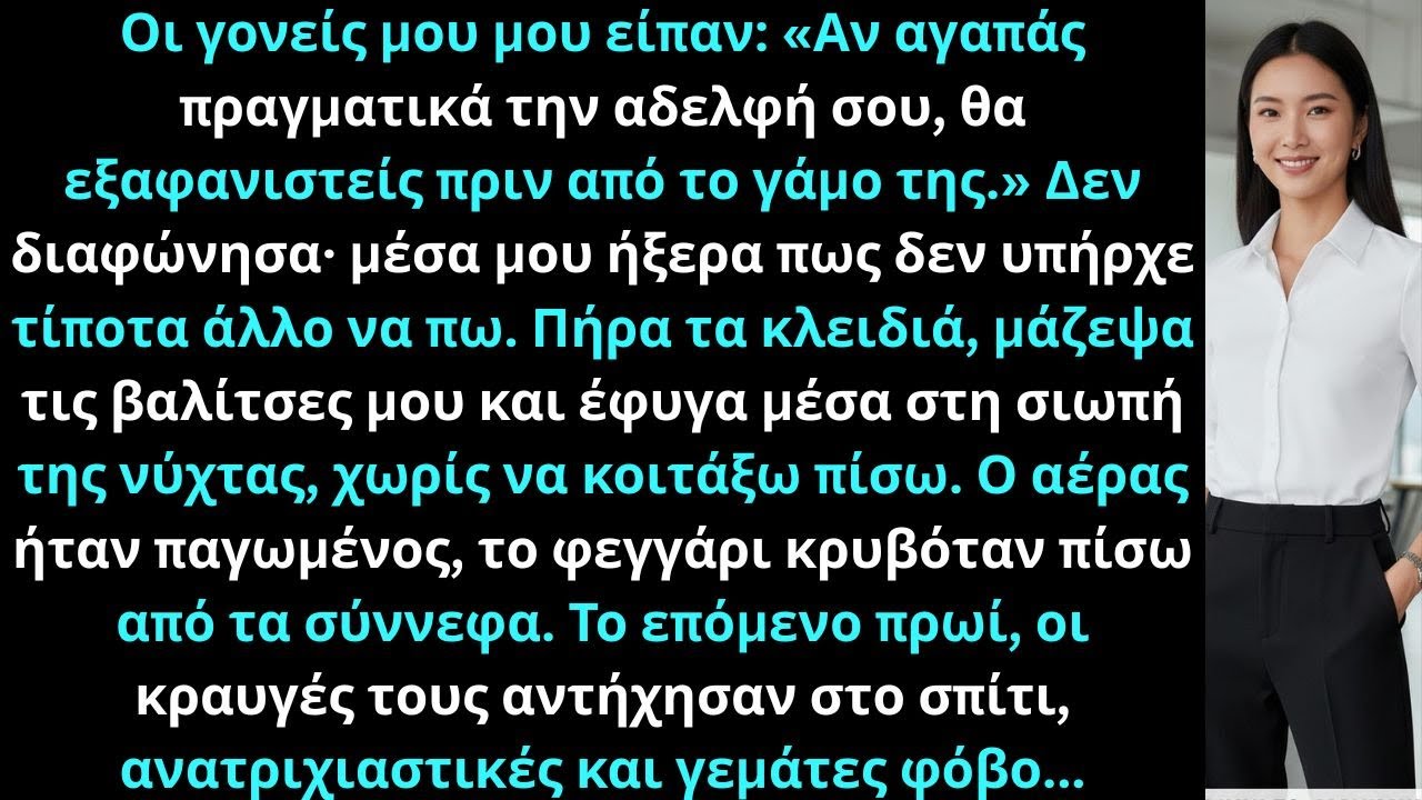 Οι γονείς μου είπαν Αν πραγματικά αγαπάς την αδελφή σου εξαφανίσου πριν από τον γάμο τηςΔεν το έκανα