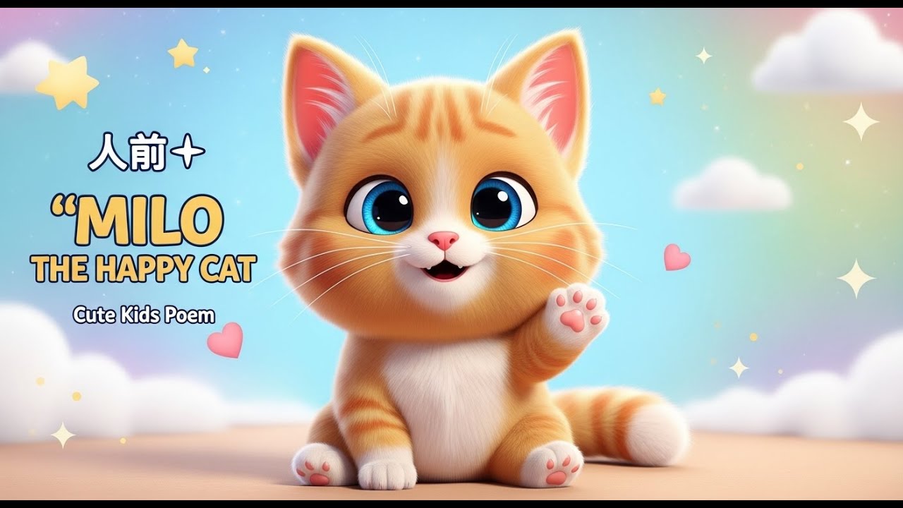 Milo the Happy Little Cat 🐾 | Cute Cat Poem for Kids | Bedtime & Fun Rhymes