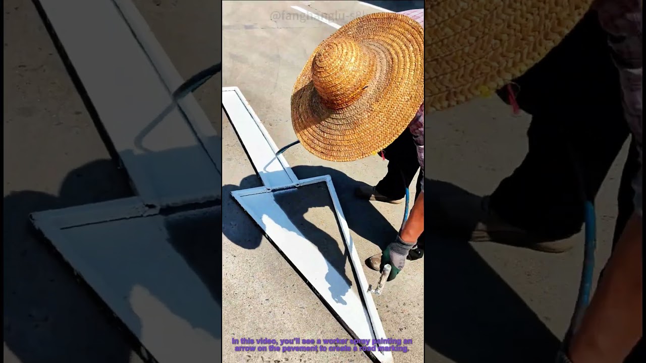 Road Marking: Spray Painting Arrow on Pavement