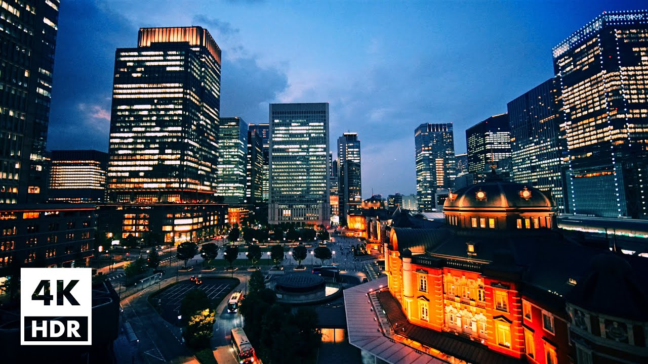 Tokyo Station at dusk | 4K HDR with Japanese ambience