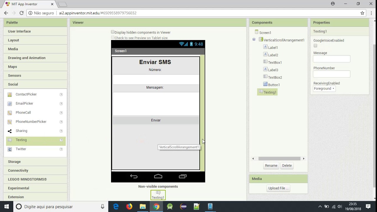 App Inventor 2 - Enviar SMS