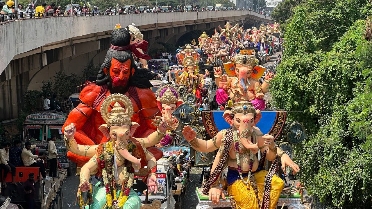 Huge Ganesh idols Shobha Yatra 2024 | Biggest Ganesh Idols Nimajjanam 2024 | Ganesh Nimajjanam 2024