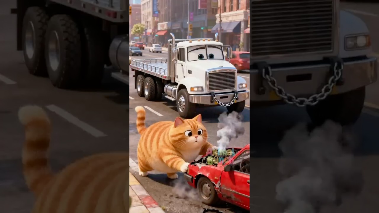 🐱Unexpected Hero🚨Cat's New Tow Truck Saves the Day! ❤️🚗#shorts #funny #cat #cute #animals #comedy