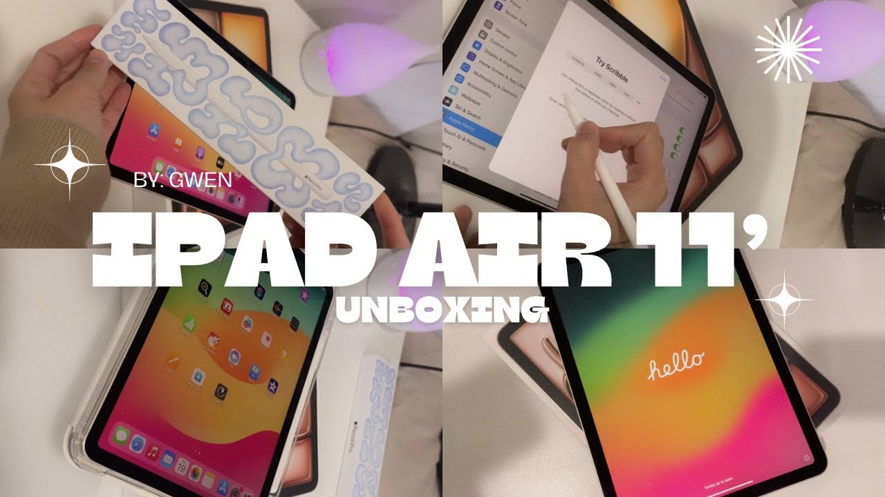 iPAD AIR 11’ M2 chip 125gb [UNBOXING] ✨starlight 🎀 quick customisation