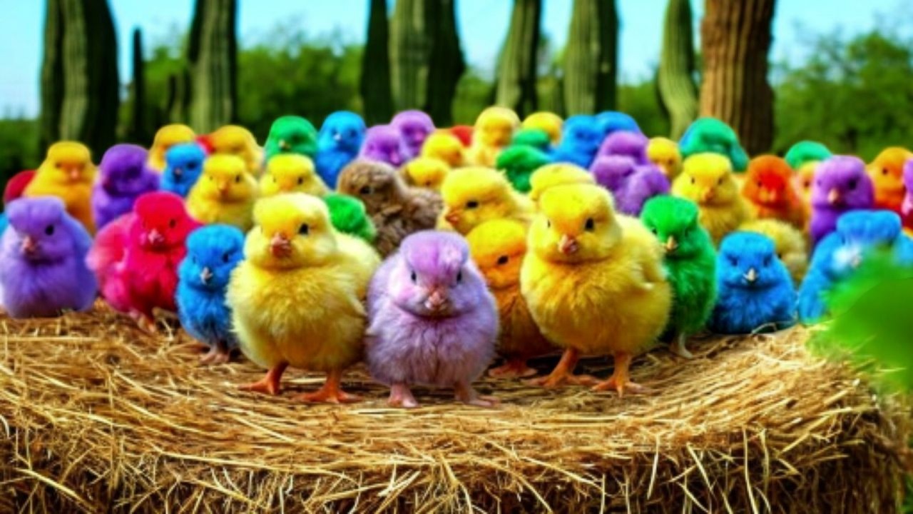World Cute Chickens, Colorful Chickens, Rainbows Chickens, Cute Ducks, Rabbit, Cute Animals #68