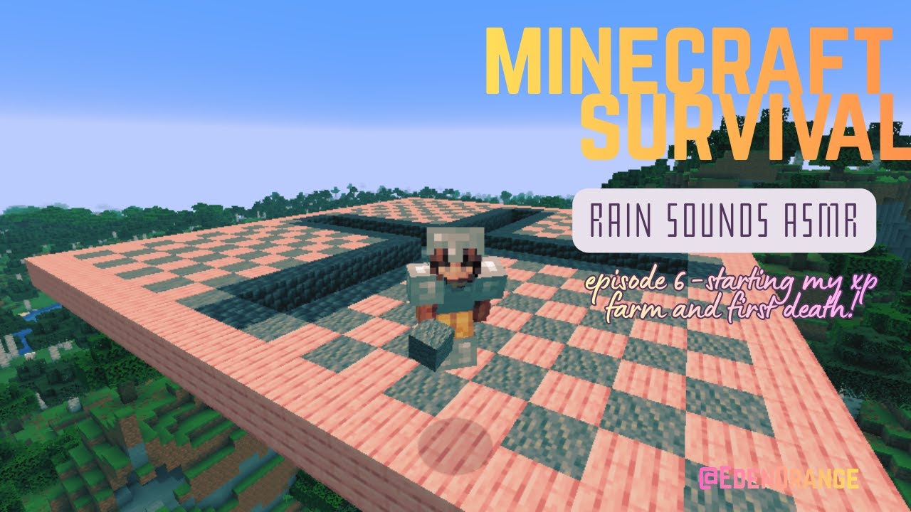 Minecraft Survival No Commentary | XP Farm Progress & Rain Ambience