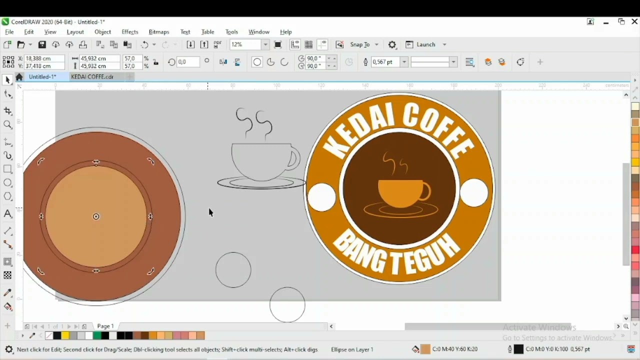 Cara membuat logo kedai coffee di coreldraw