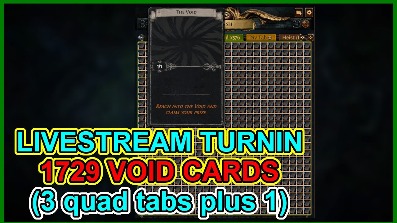 PAST LIVESTREAM - POE 3.25 Turning In 1729 The Void Divination Cards