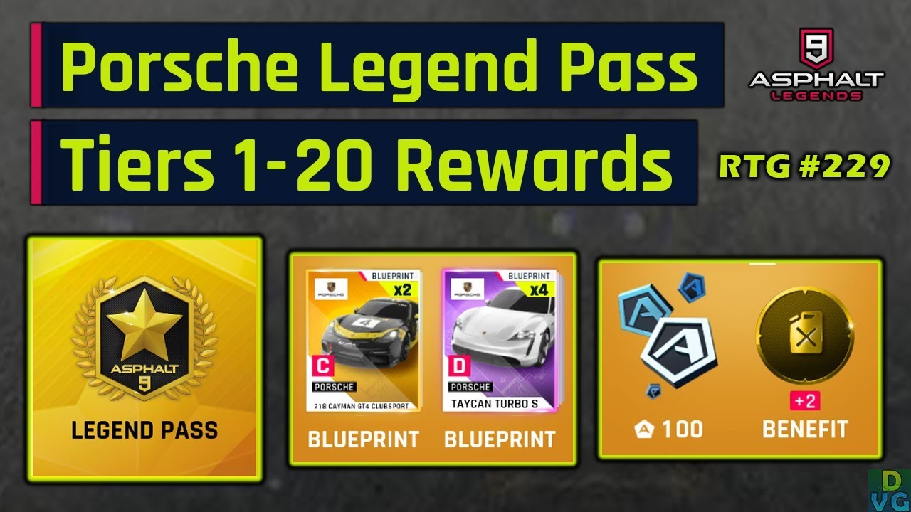 Asphalt 9 | Porsche Legend Pass - Tiers 1-20 Rewards | RTG #229
