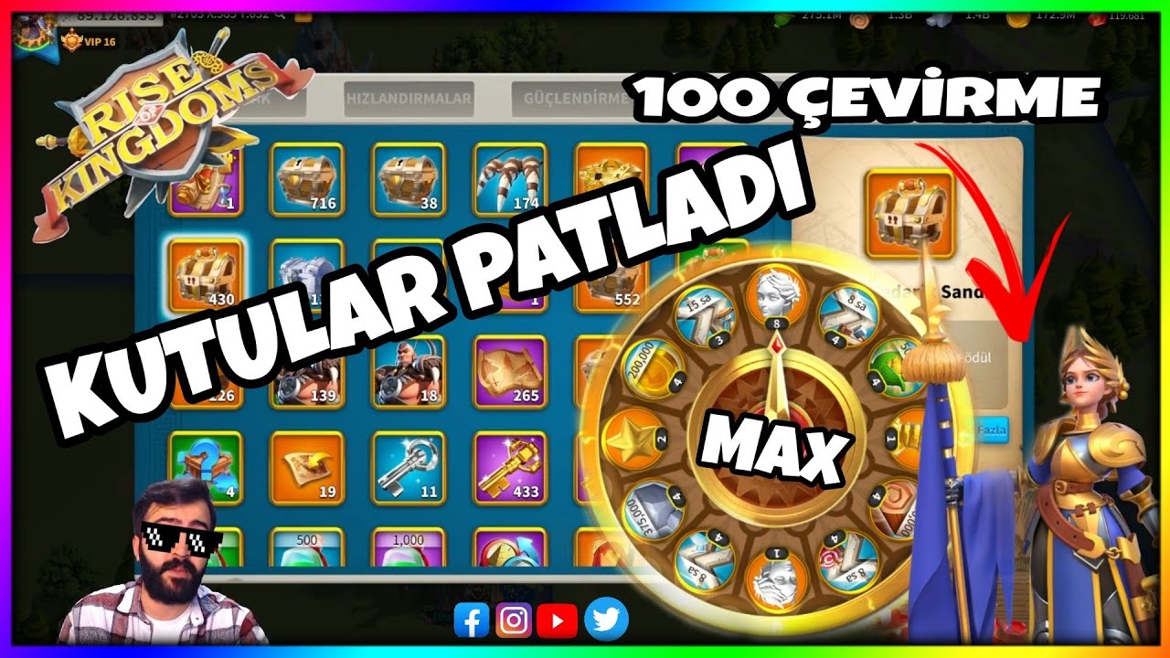 JEAN ÇARKI [100 ÇEVİRME] VE 40 GÜNLÜK BİRİKİMLERİ AÇTIM HESAP ARTIK BİR CANAVAR @RiseofKingdoms