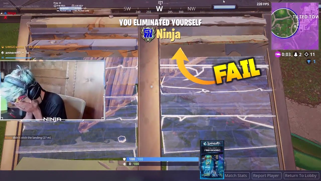 Ninja's Biggest Fails In Fortnite