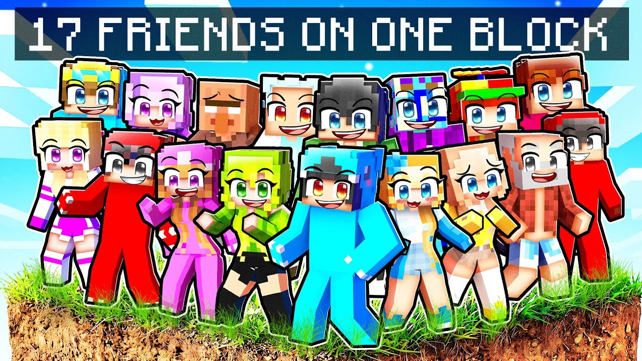 17 Friends Stuck On ONE REALISTIC BLOCK!