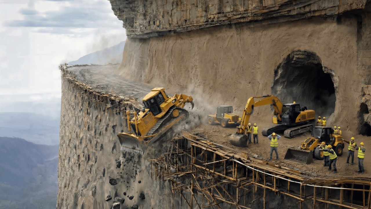 Genius Engineers in the USA Cut Through Sheer Cliffs to Build Giant Roads