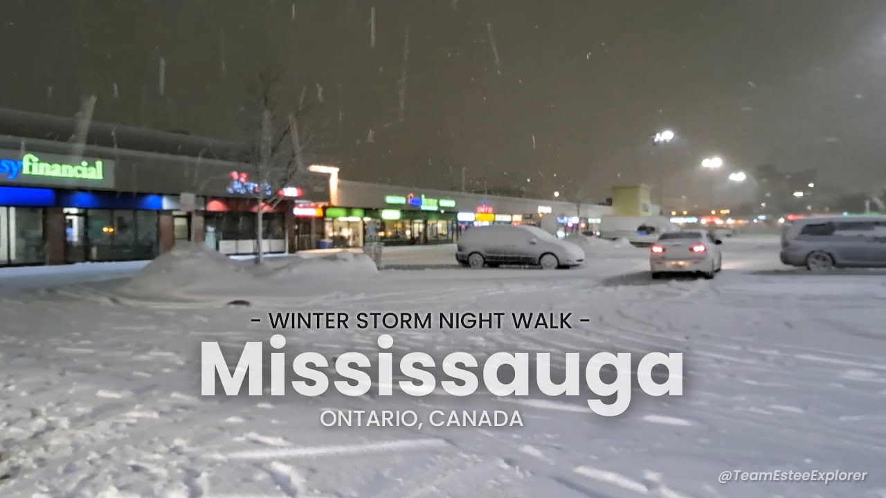 Mississauga Canada Night Walk 4K: First Worst Winter Storm of 2026