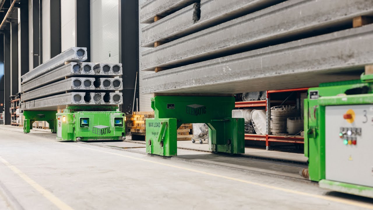 Precast hollow core slab production: automatic slab transportation