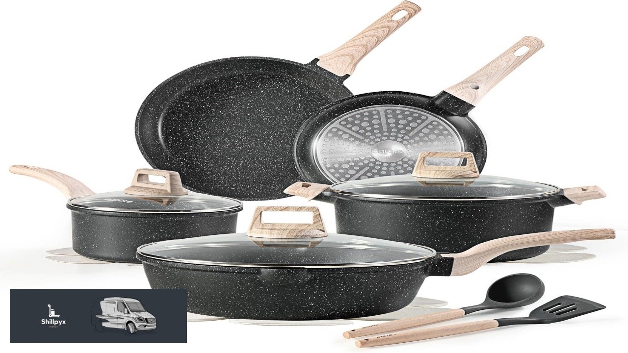 CAROTE 14Pcs Pots and Pans Set Non Stick Cookware Sets Induction Cookware
