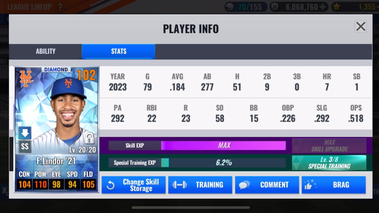 MLB 9 INNINGS 22 - Lindor Training - Grade Increase Reset & Skill Change