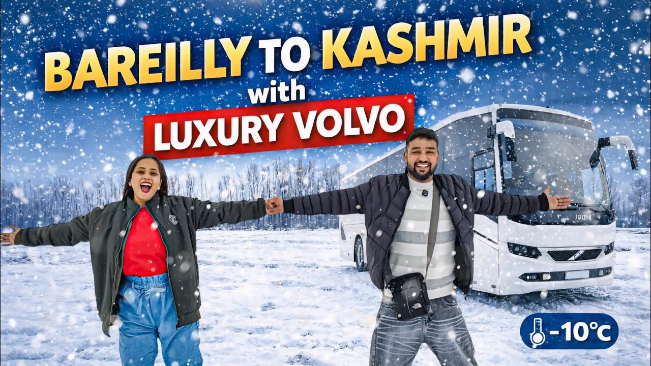 VOLVO Bus Journey in HEAVY SNOWFALL ❄️ BAREILLY To SRINAGAR 📍