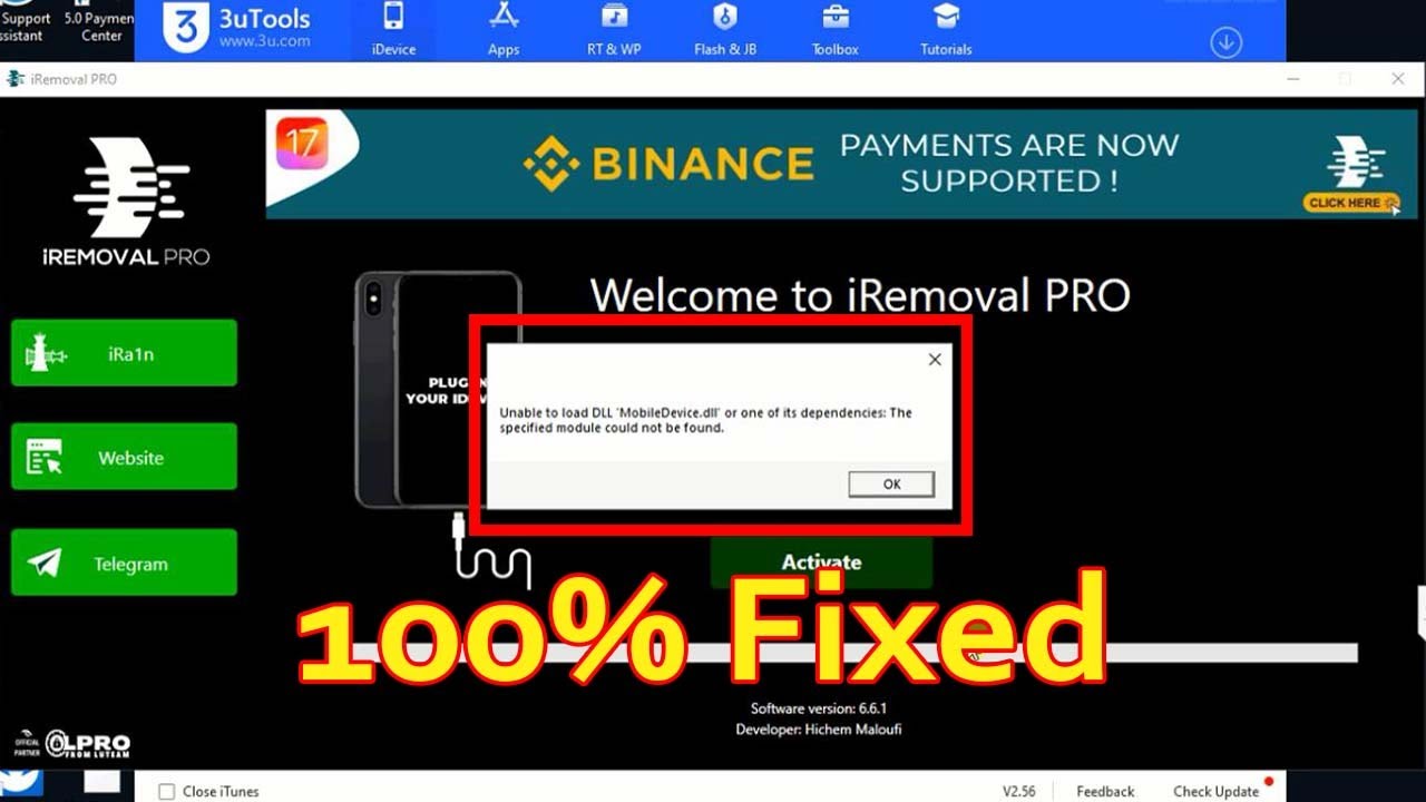 Unable to Load dll mobiledevice dll iRemoval Pro Driver Error Fix 100% #frunlocker