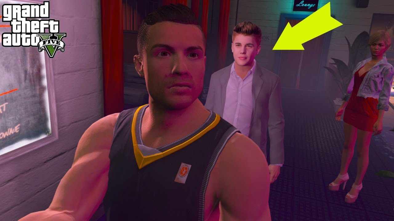 CRISTIANO RONALDO GTA 5 REAL LIFE MOD #4 MEETING JUSTIN BIEBER