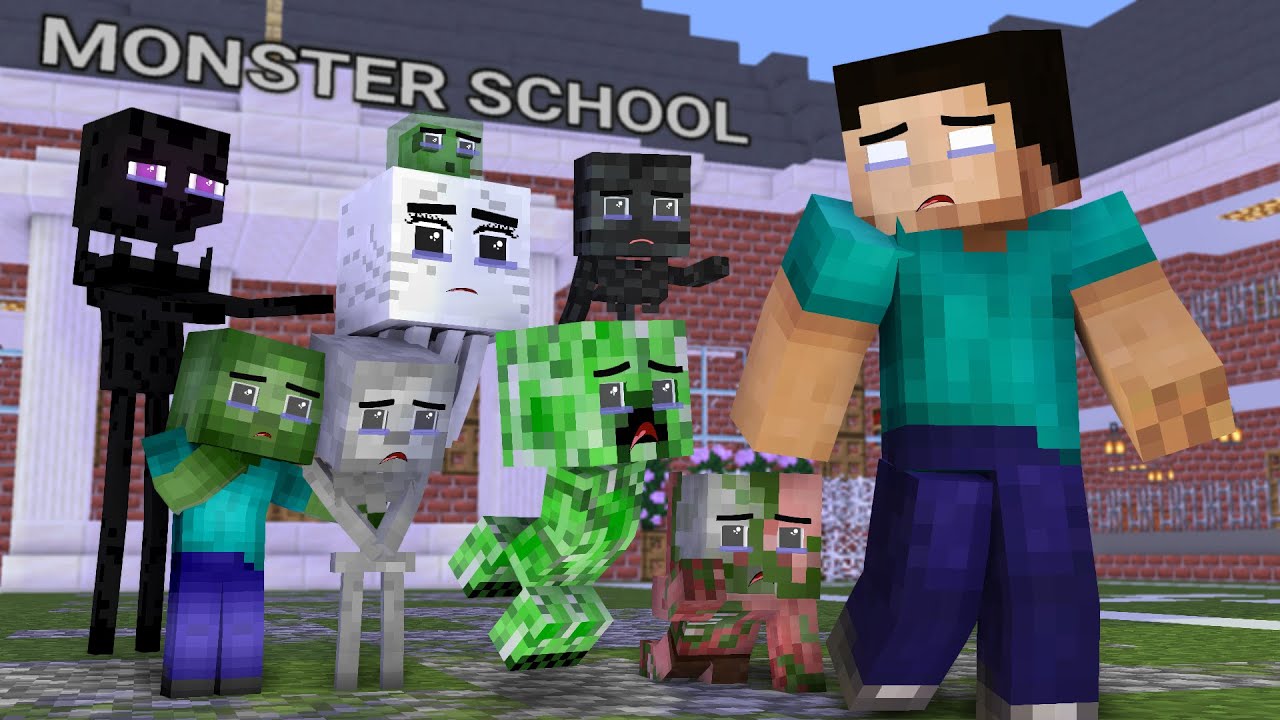 Minecraft, но Херобрин забросил школу монстров | Грустная история анимации