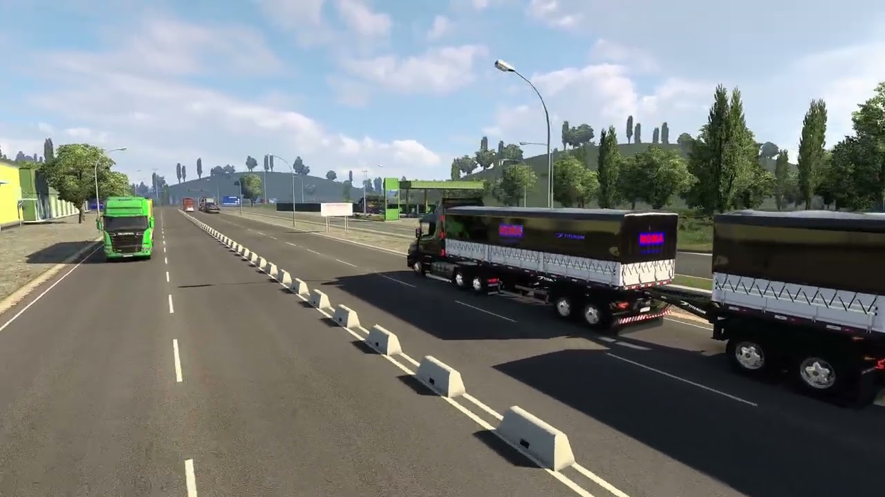 Euro Truck Simulator 2 Mapa EAA - Viagem com caminhão Scania T124 no rodotrem carregado com grãos