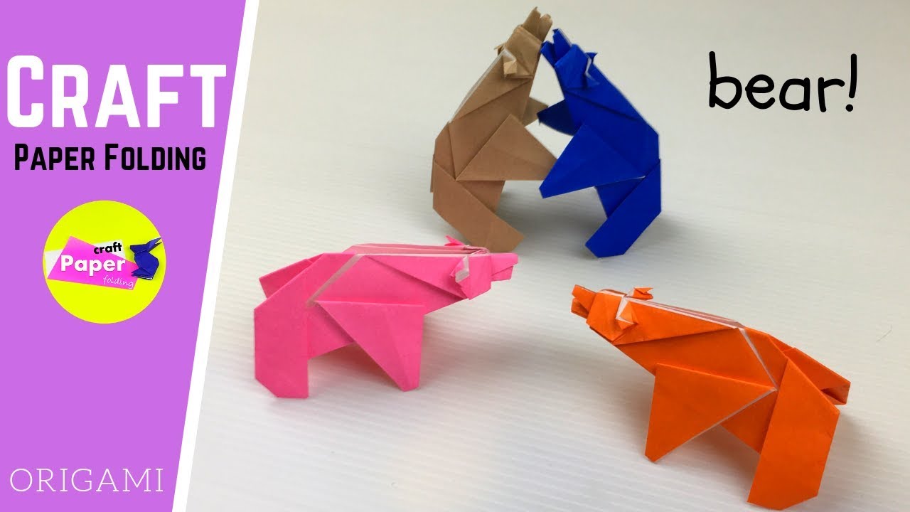 How to Make Origami Bear - Origami Polar Bear Easy Origami Animals (พับหมี โพล่า)