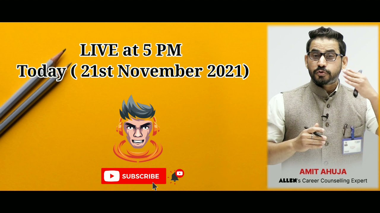 Important Announcement! Watch us Live at 5pm with Amit Ahuja sir (#ALLEN's career counseling expert)