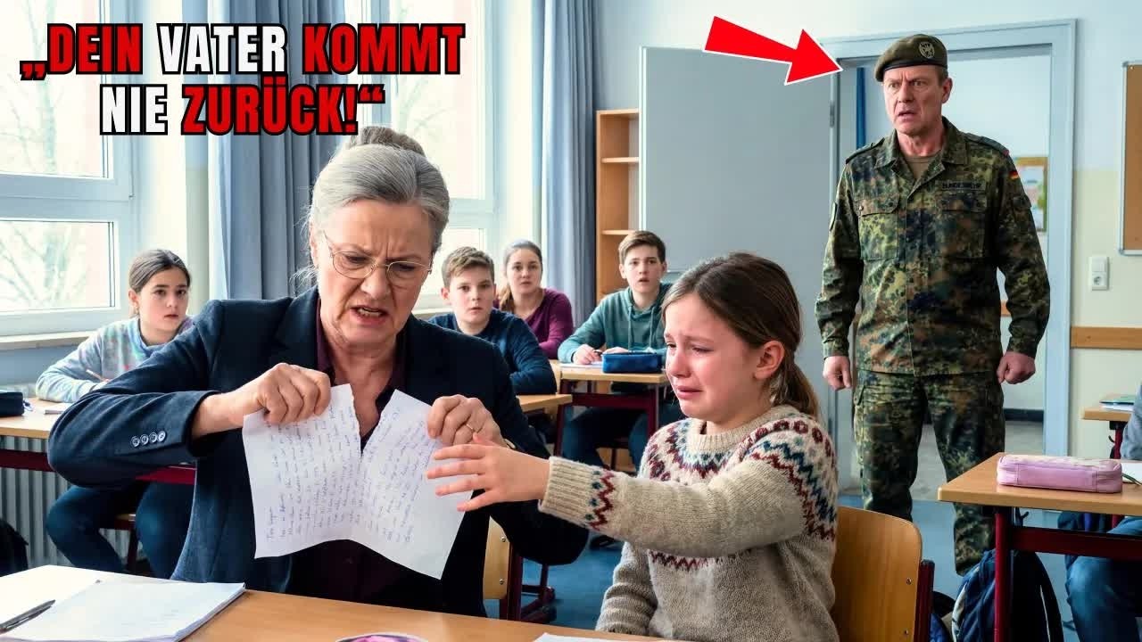 Lehrerin zerreißt Brief vom Soldaten Vater： Sie ahnt nicht, wer an der Tür steht!