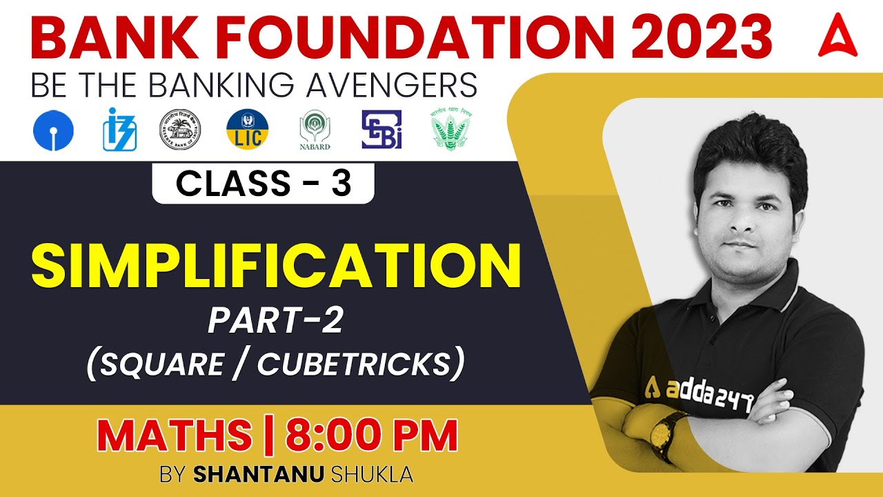 Simplification SQUARE & CUBE Tricks in Maths for Bank Exams 2023 by Shantanu Shukla