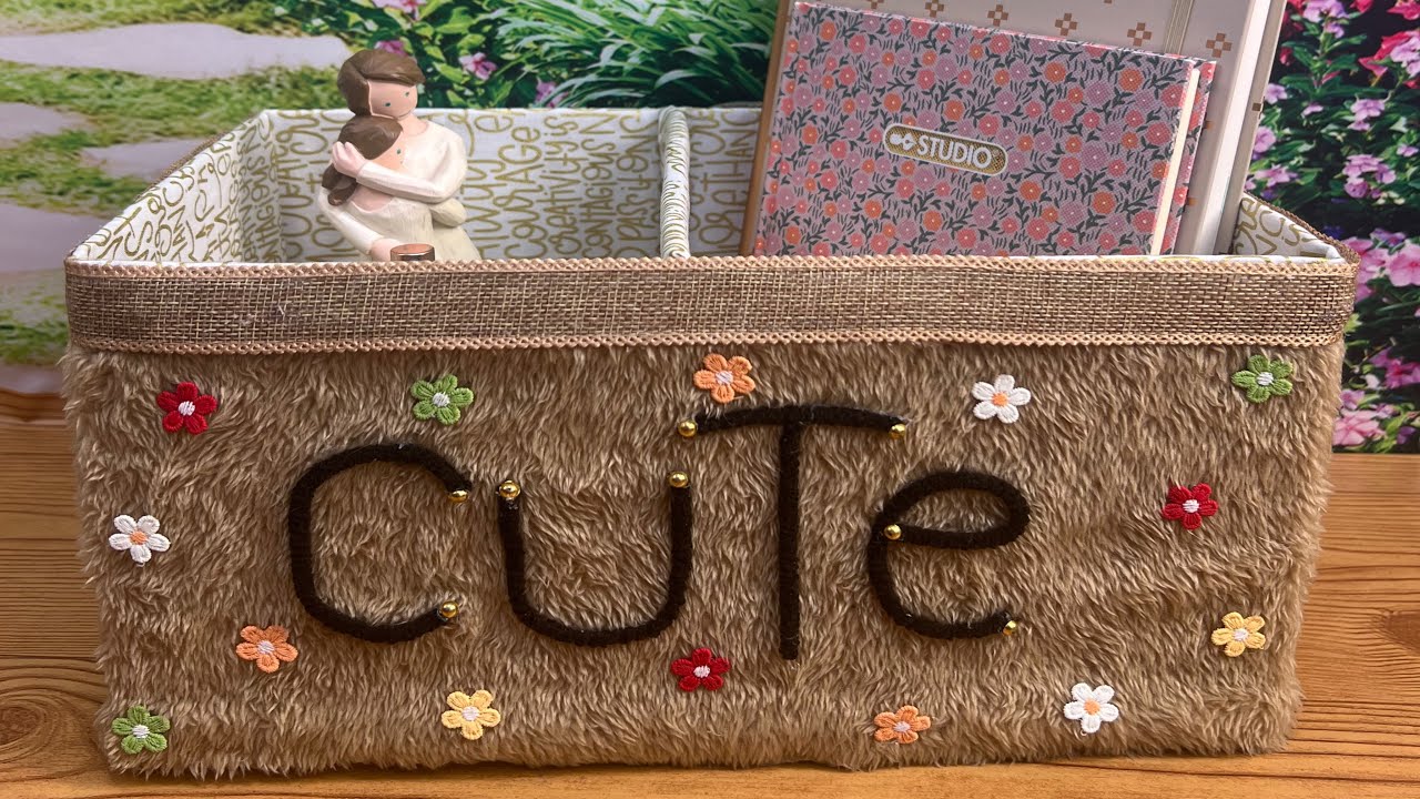 Diy Cute Organizer Basket/ If You Have Old Shirt , You Can Make This Cute Organizer Basket