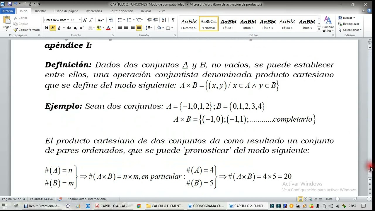 PRODUCTO CARTESIANO. DEFINICIÓN. EJEMPLO. PROPIEDAD FUNDAMENTAL.