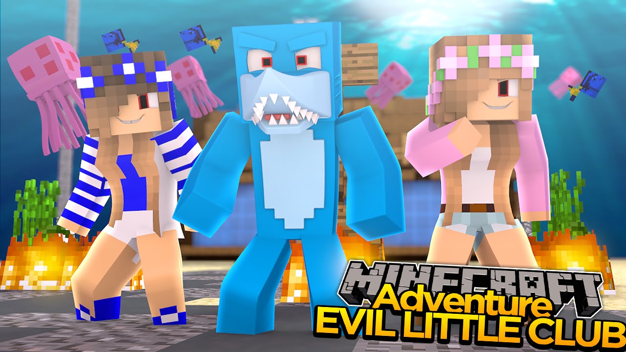 Minecraft EVIL LITTLE CLUB - SHARKY TURNS EVIL w/Little Kelly & Little Carly!