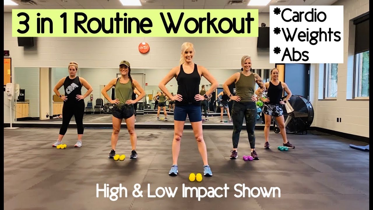 3 in 1 Routine Workout | Cardio - Weights - Abs