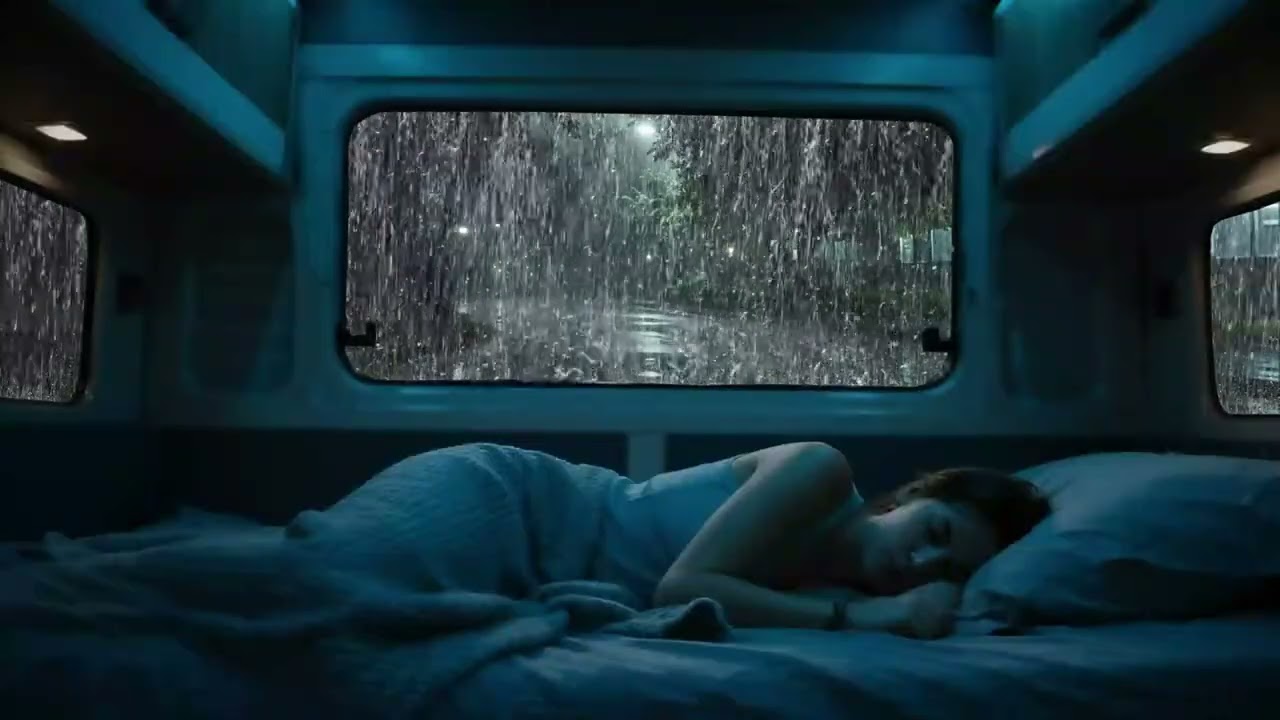 Rain Sounds for Sleeping - Sounds Heavy Rain & Strong Thunder on Window Car for Deep Sleep, Relax