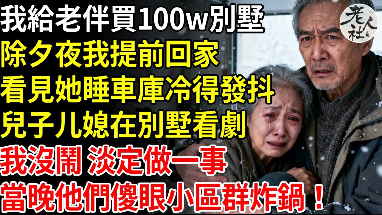 我買了100萬別墅，除夕夜提前回家，看見她睡在車庫瑟瑟發抖，兒子媳婦在別墅悠然看劇，我沒鬧，淡定做一事，當晚小區群炸鍋#養老#退休金#不肖子孫#老年生活#老人社