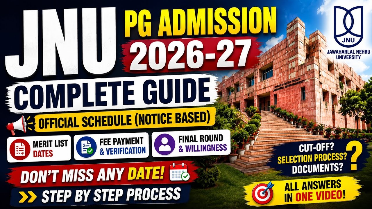JNU PG 2026-27 🔥 Don&rsquo;t Miss These Dates! Full Process (Notice Based