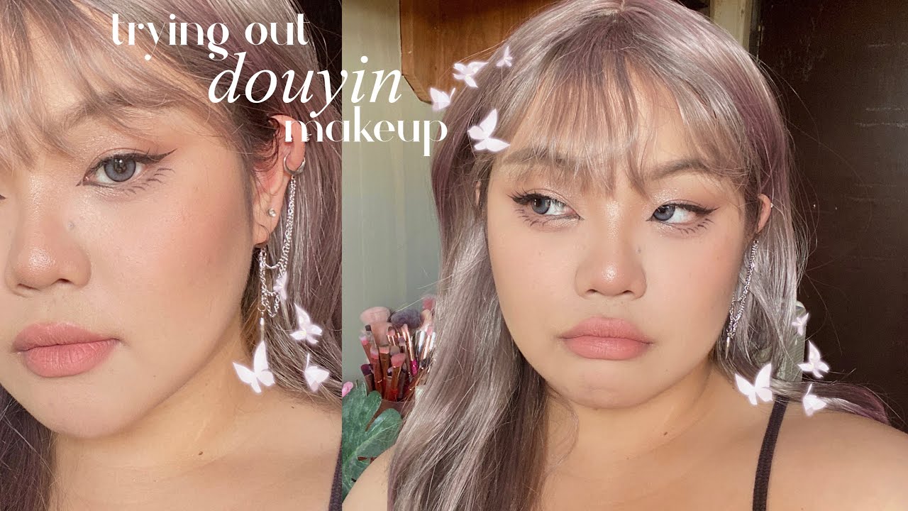 cool toned douyin makeup. 🤍🖤 makeup for asian eyes/features.