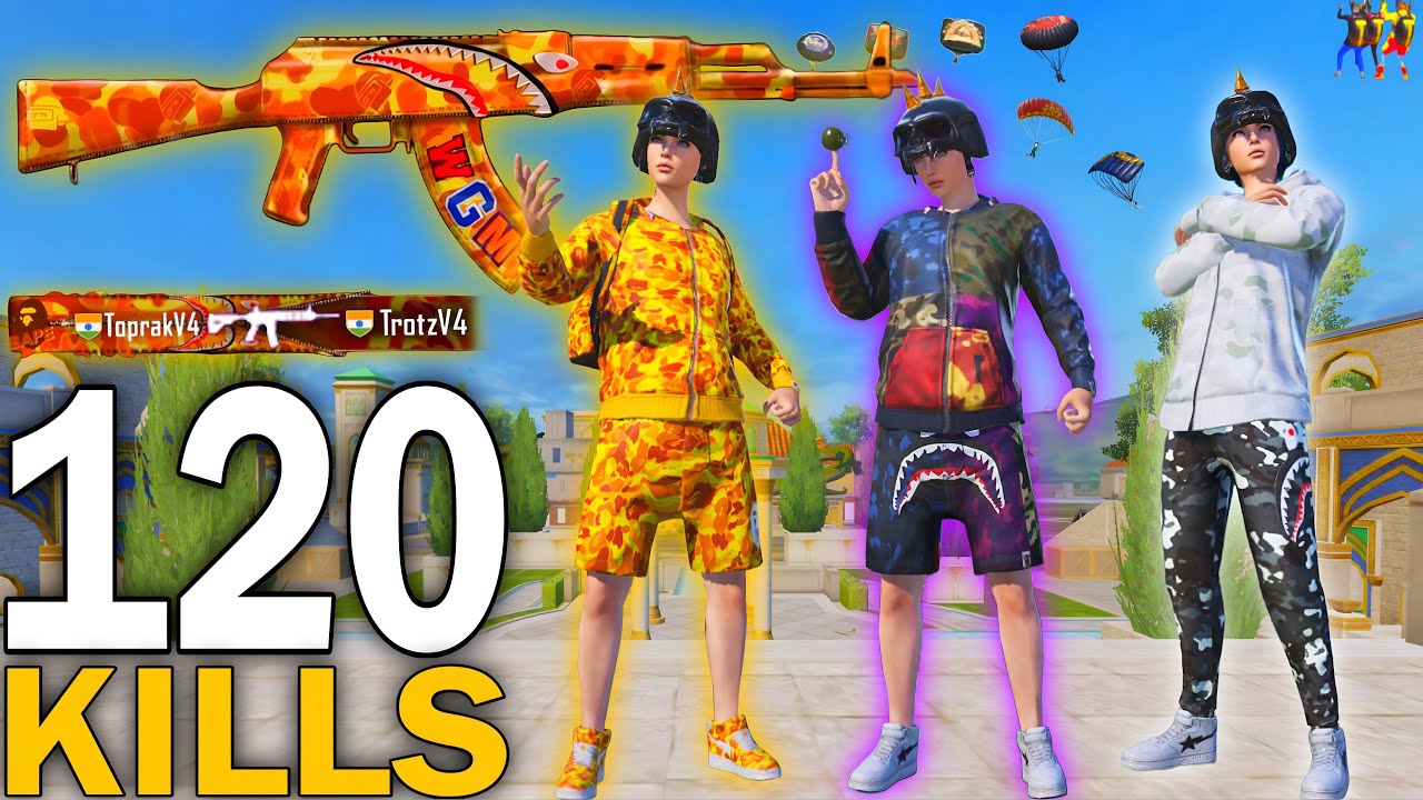 120 KILLS!🔥 MY NEW BEST GAMEPLAY With BAPE OUTFITS😍 PUBG MOBILE - BGMI
