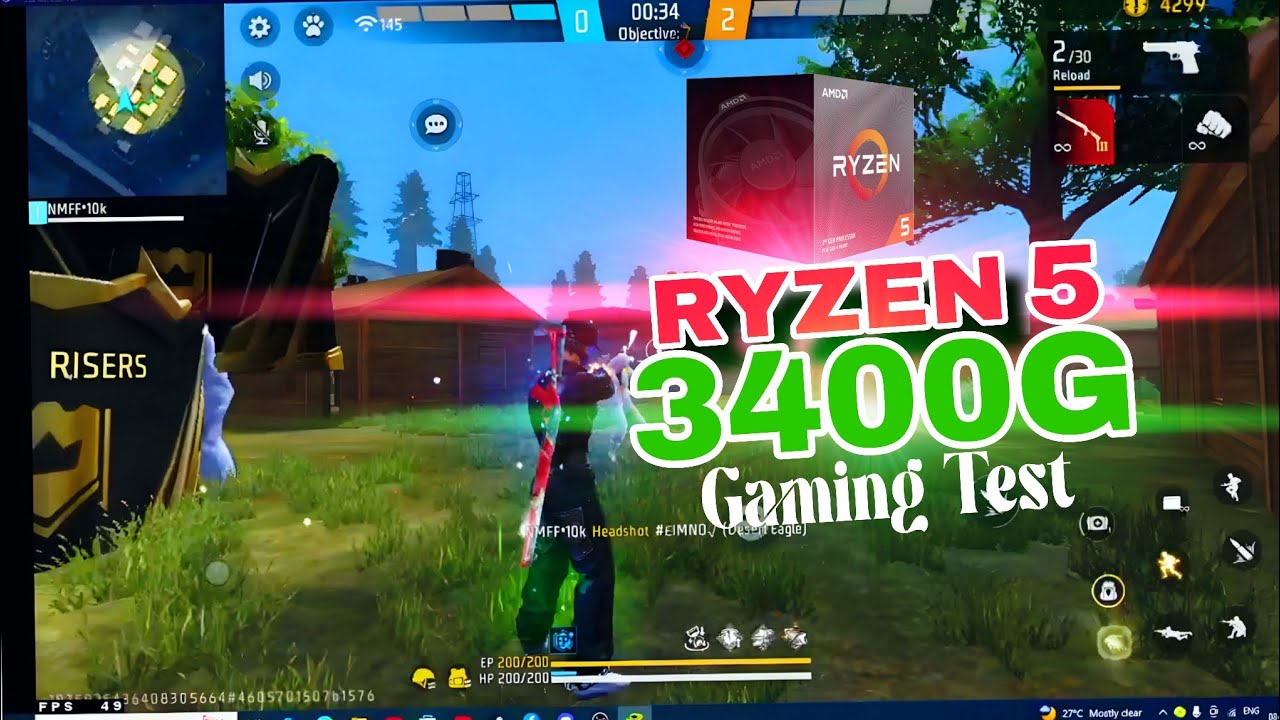 Ryzen 5 3400g gaming test With 16gb ram  free fire 