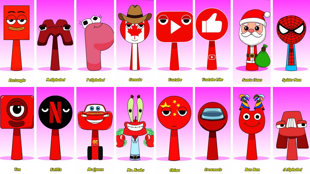 Incredibox Sprunki OC Phase 1 to Phase 2 Rectangle, M, P Alphabet, Canada, Youtube, Ten, China