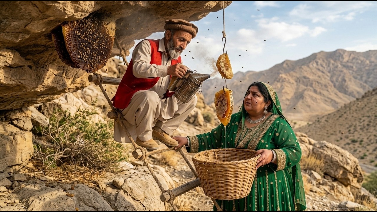Pakistan Mountain Village Life | Slow Cooked Mutton Karahi and Wild Honey Gathering
