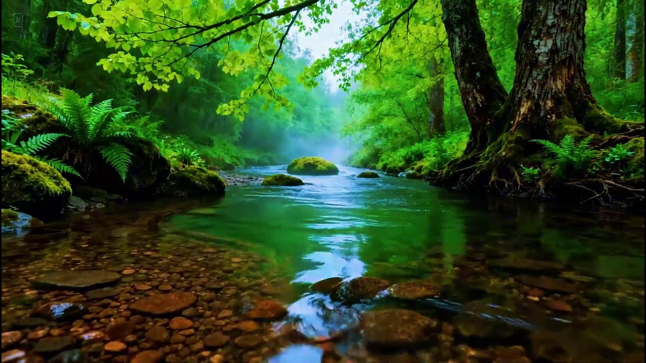 Deep Calm Forest Ambience | Gentle River Stream Ambience | Soothing Birds Chirping Ambience