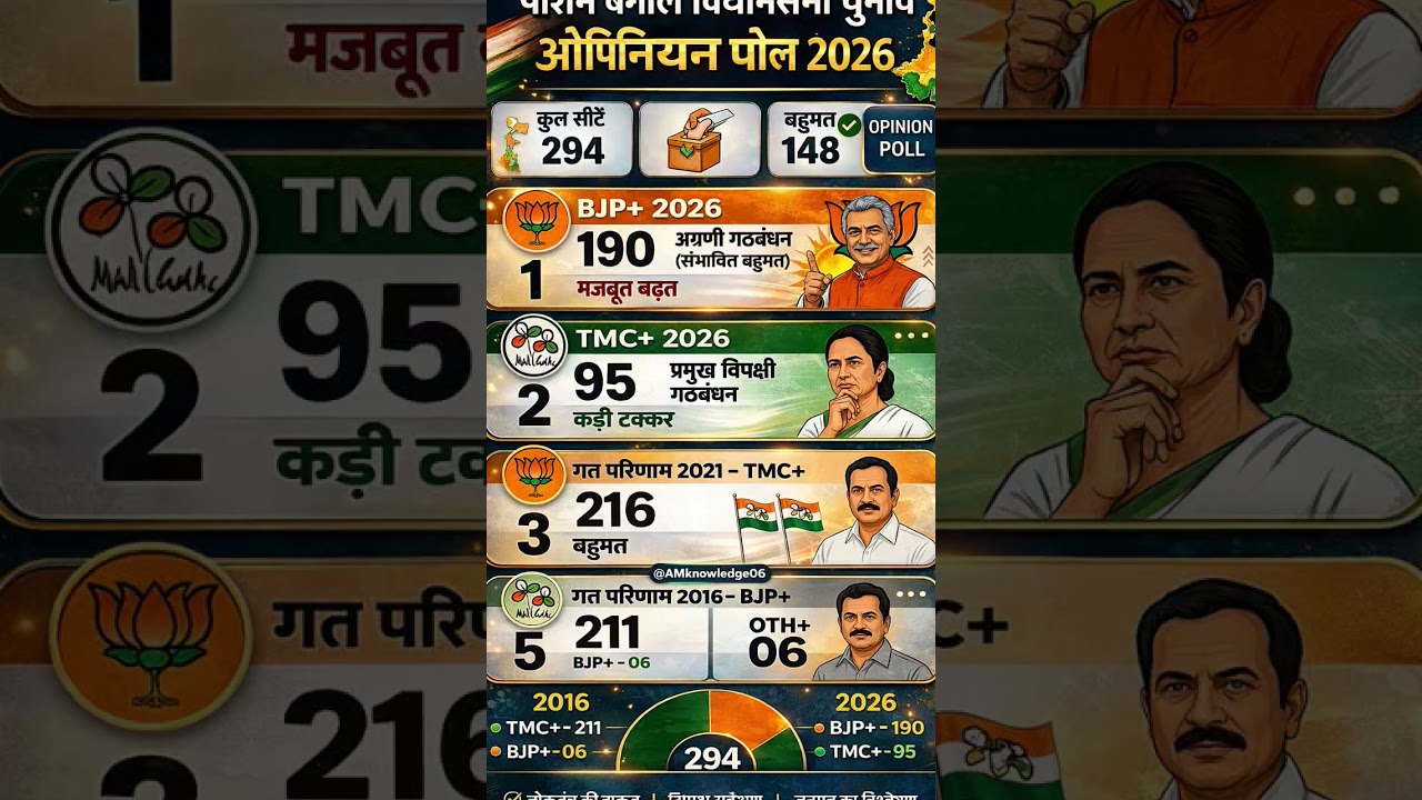 West Bengal Election 2026 🗳️ | Opinion Poll Shock 😱 | BJP vs TMC Full Seat Prediction