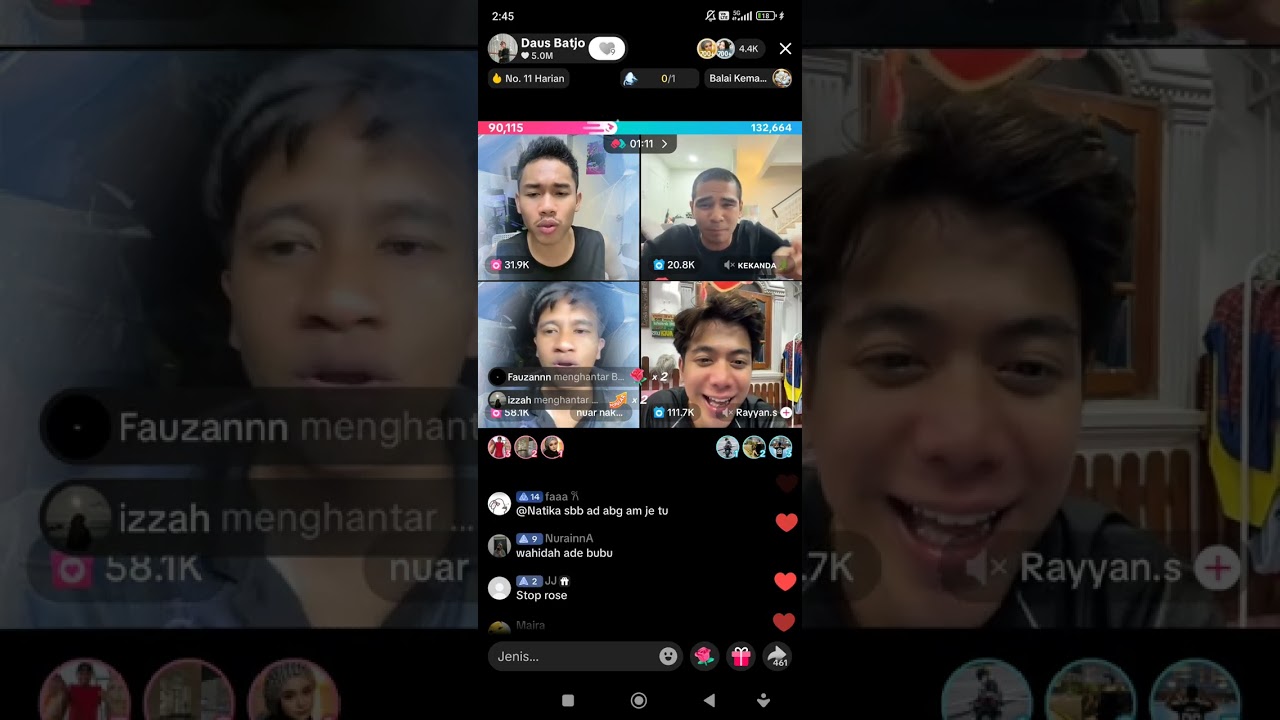 live daus,kanda, nuar,rayyan paling lawak